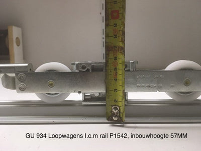 Pakket Loopwagens hefschuif GU934 met sponninghoogte 57 millimeter